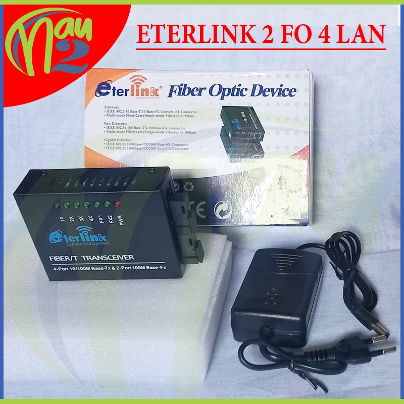 Eterlink Media Converter 2 Port FO 4 Port Lan Support POE