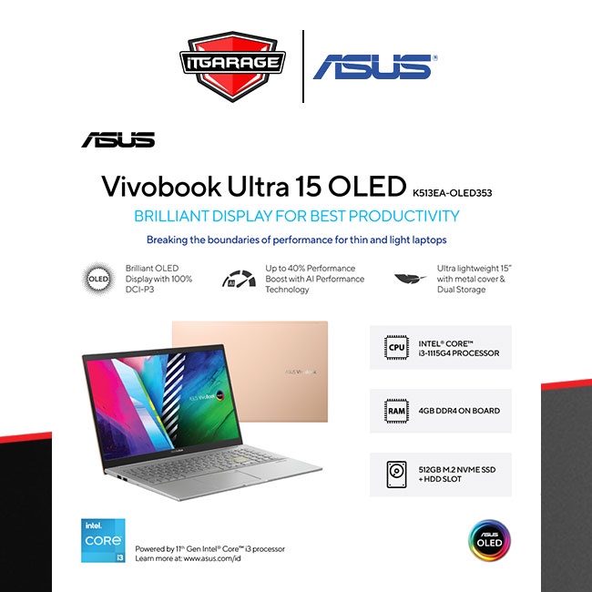 Asus Vivobook Ultra K513EA-OLED353|i3-1115G4/4G/512G