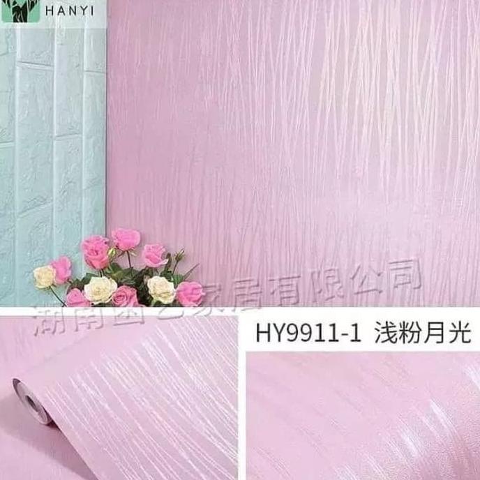 Wallpaper Sticker Dinding warna pink polos bergaris