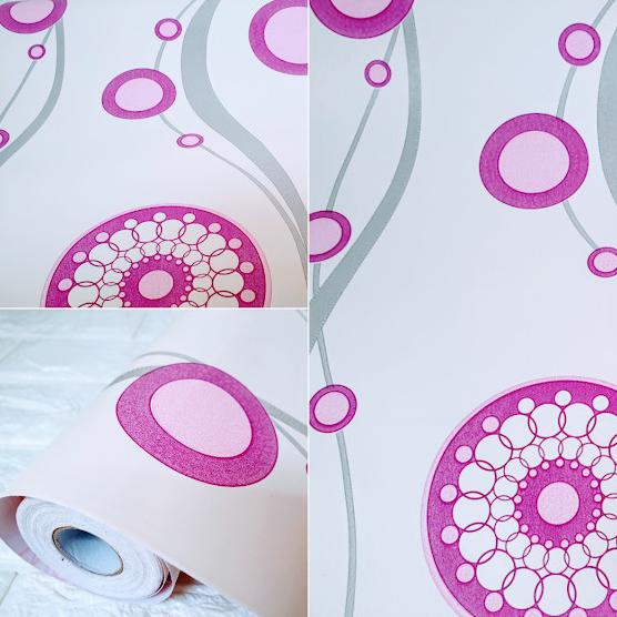 Wallpaper Sticker Dinding Warna putih Motif Cakra Ungu