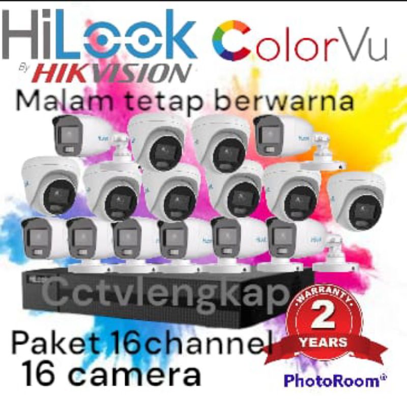 Paket cctv hilook 16 channel colorvu 2mp 1080p full color lengkap