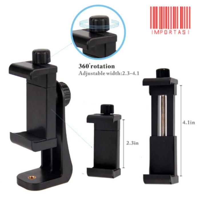 Phone Holder U Clamp Ulir Putar 360 Vlog Tripod Bracket HP Universal