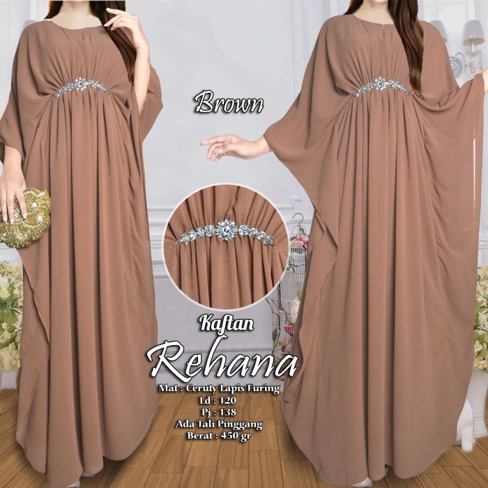 baju muslim kaftan modern jumbo kaftan wanita busui polos rehana - choco
