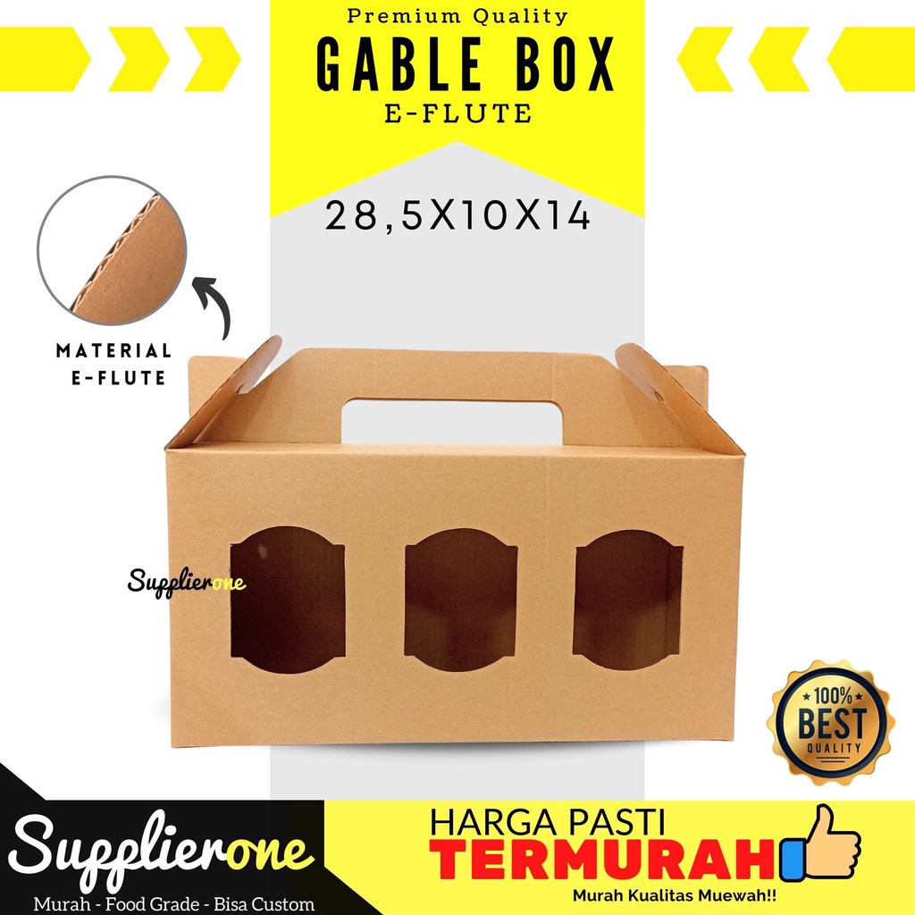 

Gable Box 28,5x10x14 / Dus Souvenir / Gable Box Kraft / Box Hampers / Dus Souvenir Jendela / Dus Kue / Dus Roti