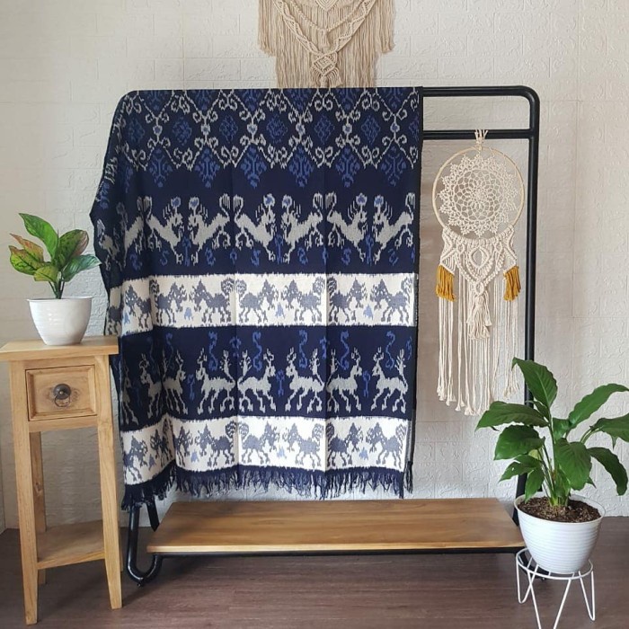 Terlaris Kain Tenun Blanket/Tenun Troso Motif Sumba/Tenun Ikat Murah - Navy
