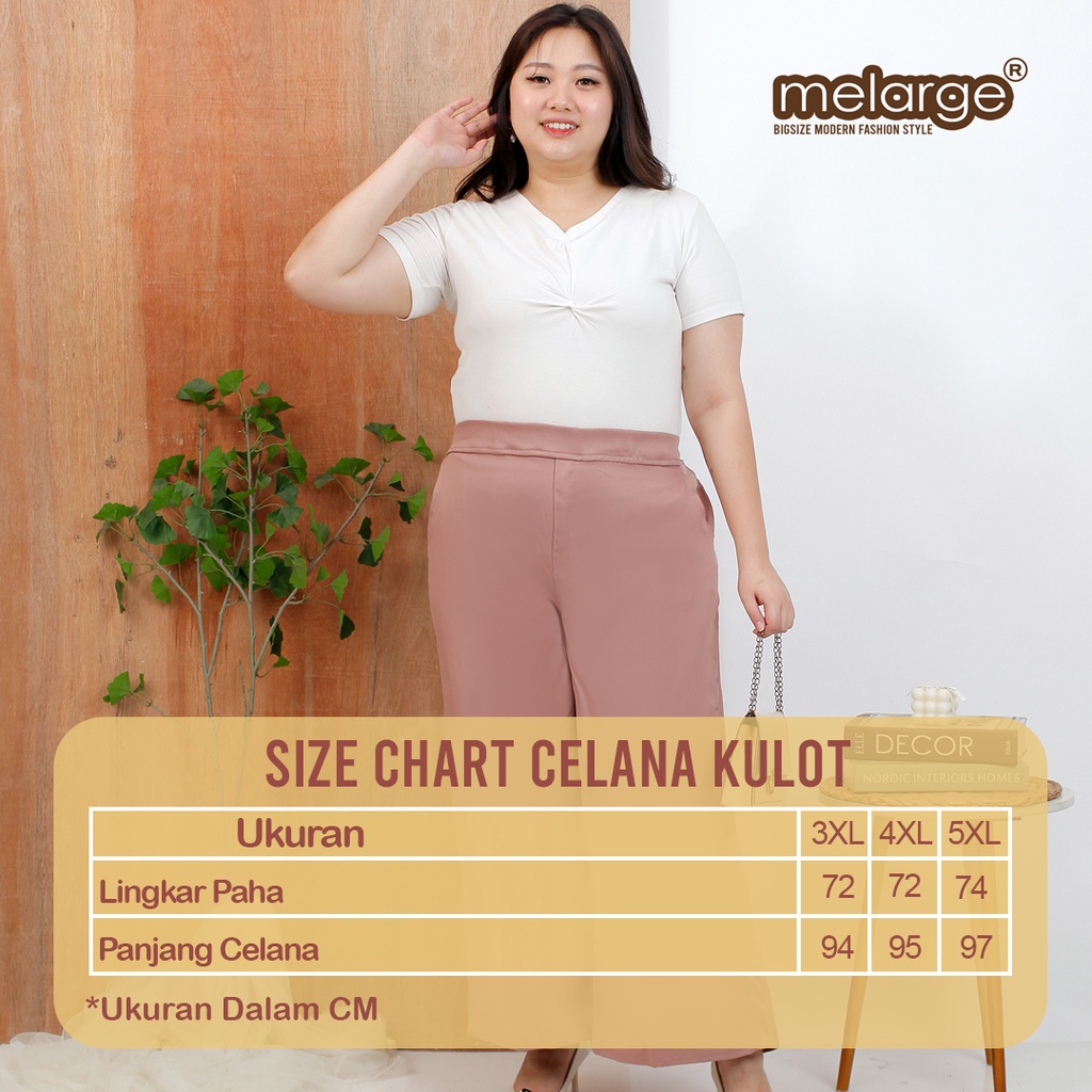 MELARGE - Kulot Jumbo Polos Melar Xxxxl 4xl 4l Celana Kantor Jumbo Celana Kerja Big Size Celana Kerja Jumbo