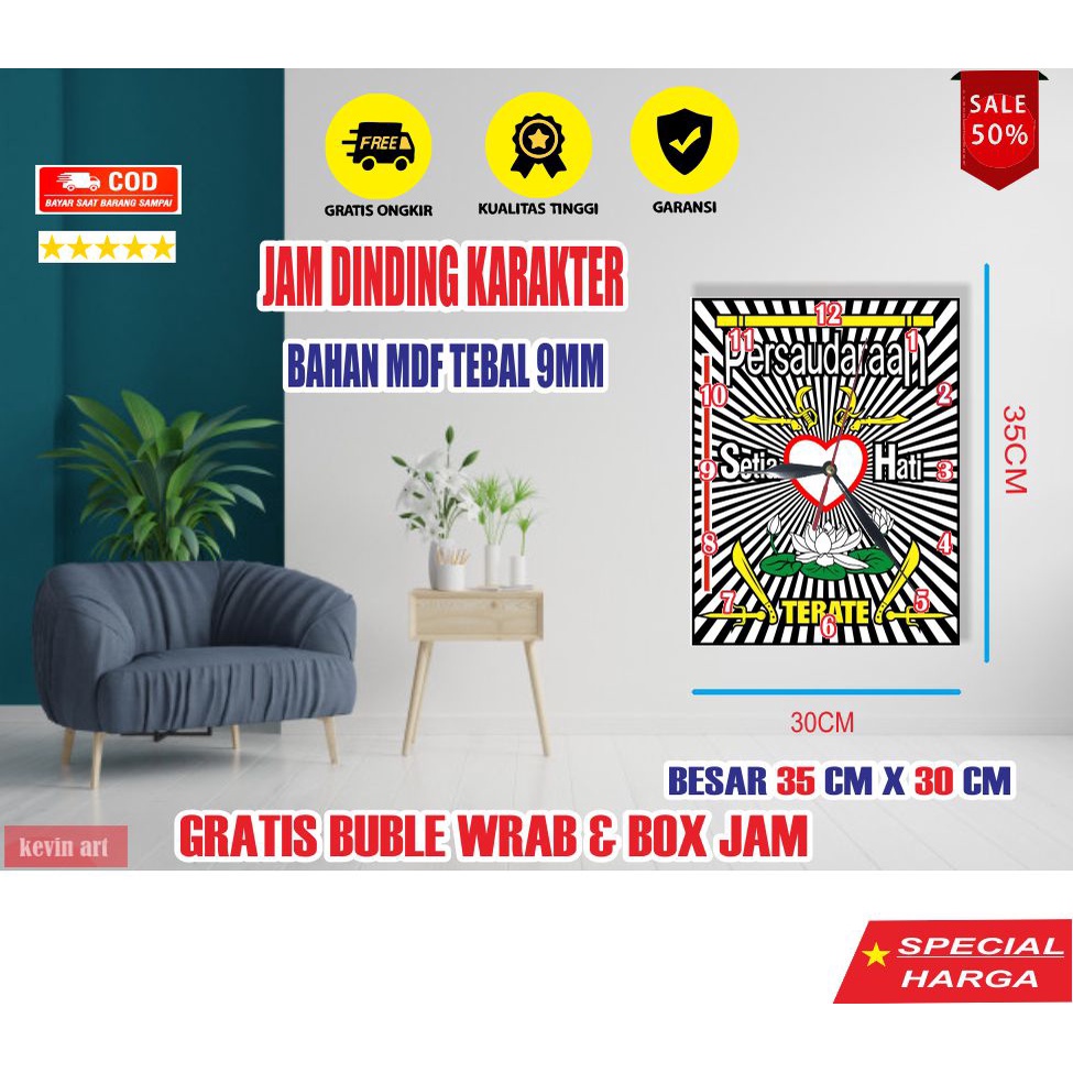 Jam Dinding Logo PSHT Keren Unik Ukuran Jumbo