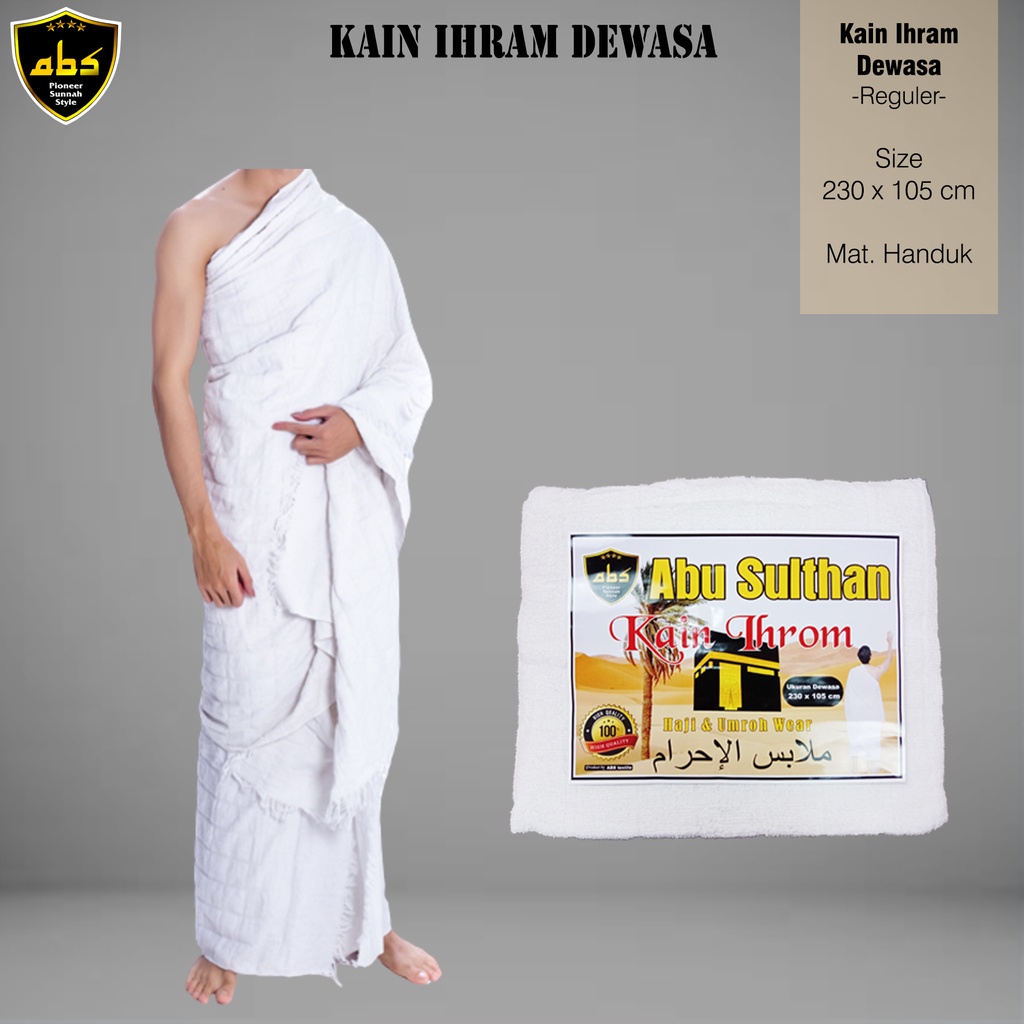 Kain Ihrom ABU SULTHAN  ABS Camel Ardha exlusive Pakaian Perlengkapan Haji dan Umroh Baju Kain Ihram Ihrom Pria Murah Bahan Handuk Tebal Berkualitas/Perlengkapan Haji/Perlengkapan Umroh