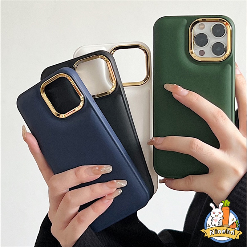 Casing Compatible for iPhone 14 13 12 11 Pro Max SE 2020 XR X XS Max 7 8 6 6s Plus SE 2020 Pure Premium Metal Simple Solid Color Air Cushioned Phone Case High Quality Soft Silicone Simple Style Phone Cover Anti-drop Anti-dirty Round Lens Protective Case