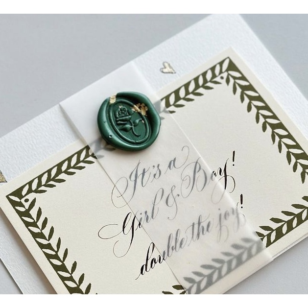 (CFR) Clara Rose (Forest Green W/ Gold Foil)  - 1 Pcs Wax Seal Coin Instan Siap Pakai  / Segel undan