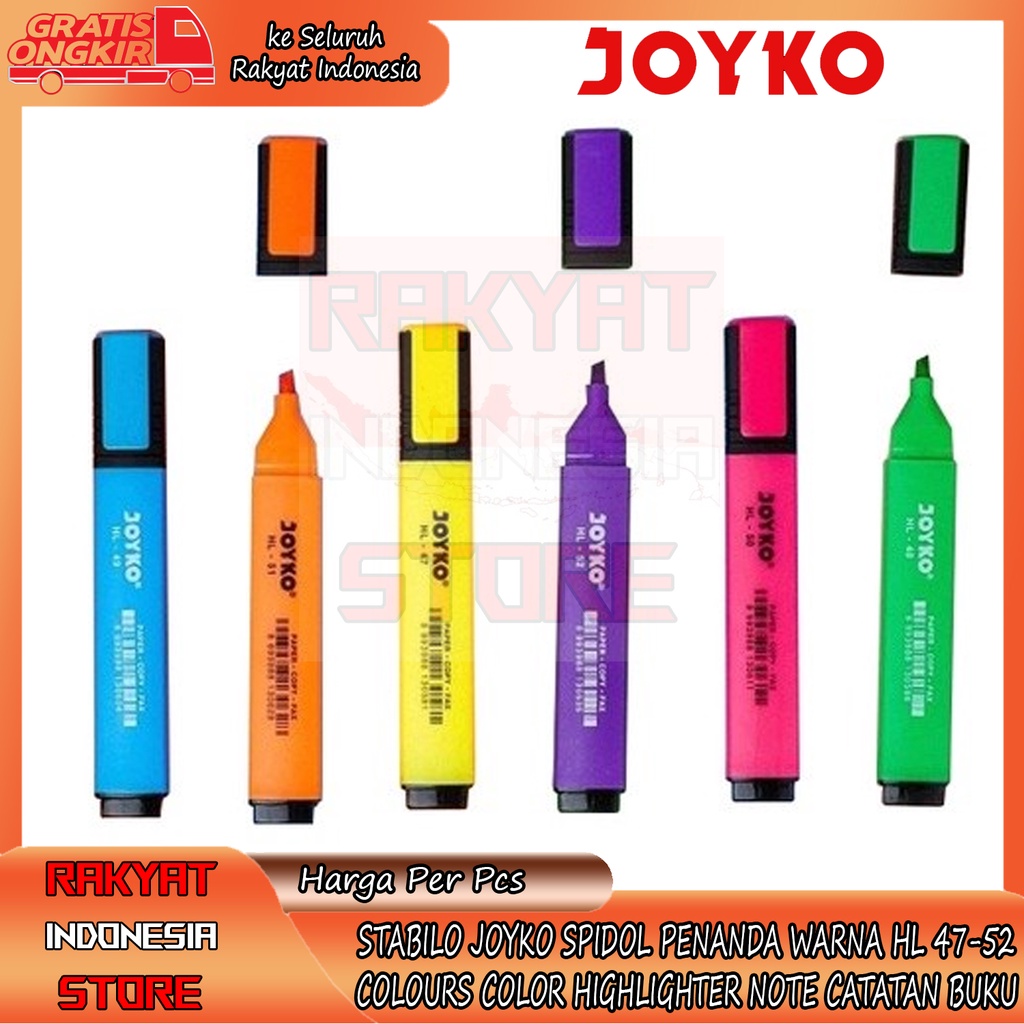 

JOYKO STABILO HL 42-52 ALAT TULIS SEKOLAH KANTOR HIGHLIGHTER LINER PEWARNA PENANDA BLUSH PEN PULPEN ANAK SEKOLAHAN PERALATAN DAN PERLENGKAPAN ATK TANDA BATAS CATAN PENTING SPIDOL TRANSPARAN TANSPARANT TRANSFARAN