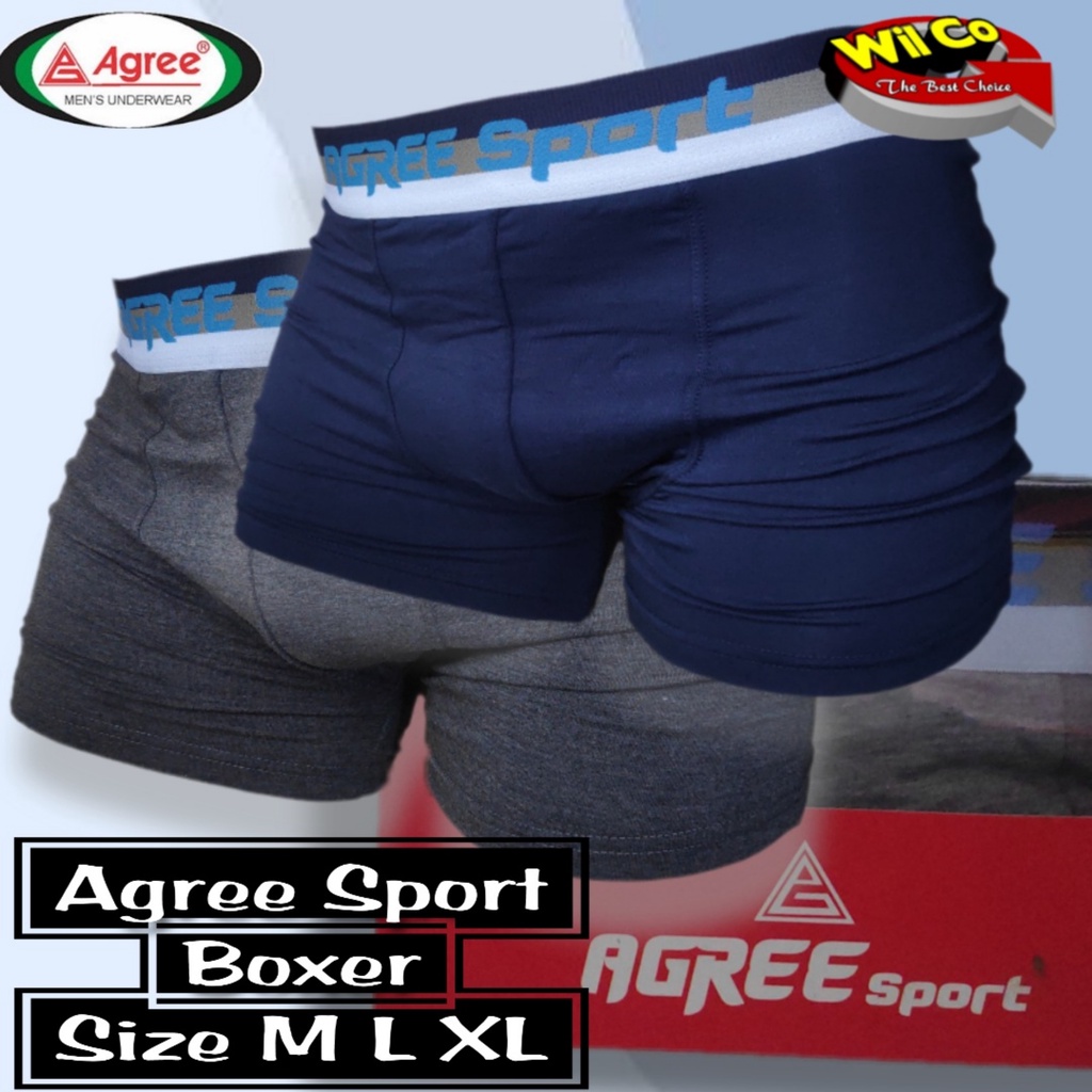 K229D - (DIJUAL PER 1 BOX ISI 2 Pcs) CELANA DALAM BOXER PRIA DEWASA AGREE SIZE M - XL