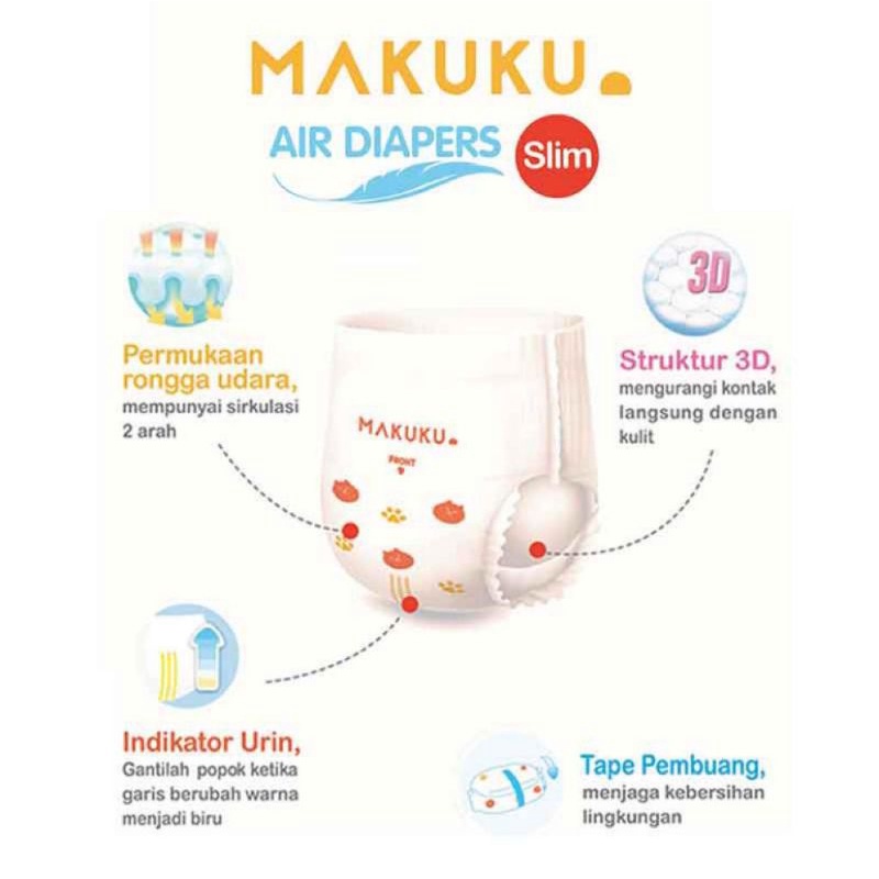 MAKUKU SAP DIAPERS SERIES SLIM JUMBO PANTS / (POPOK)