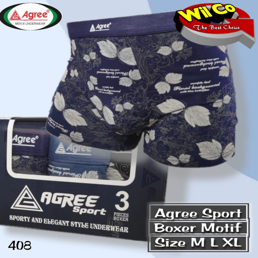 K408 - [Harga Per 1 Potong] CELANA DALAM PRIA [BOXER] AGREE SIZE M - XL