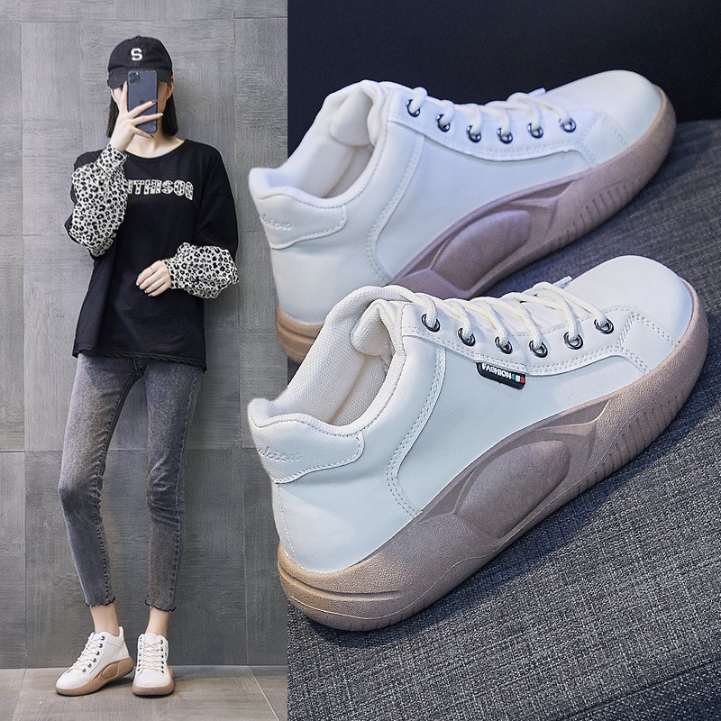 Sepatu Sneakers Wanita Boots Tinggi Fashion Korea Terbaru 1044