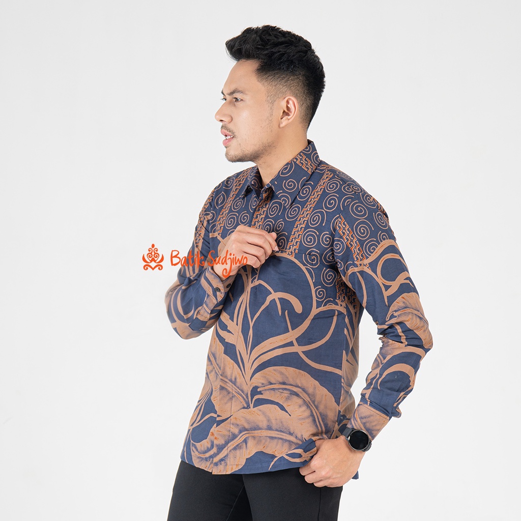 SUDJIWOBATIK 1138 Hem Kemeja Batik Pria Cowok Laki Laki Lengan Panjang Premium Lapis Furing Solo Laweyan Original