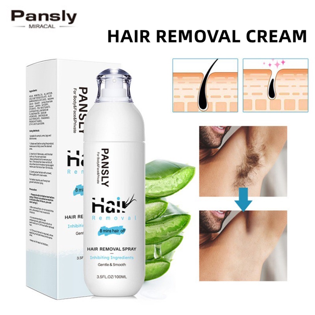 PANSLY Hair Removal 100ml &amp; Inhibitor Cream 50mI Set 2 in 1 Permanen Aman Tanpa Rasa Sakit Perontok dan Penghambat Bulu Rambut 100% ORIGINAL