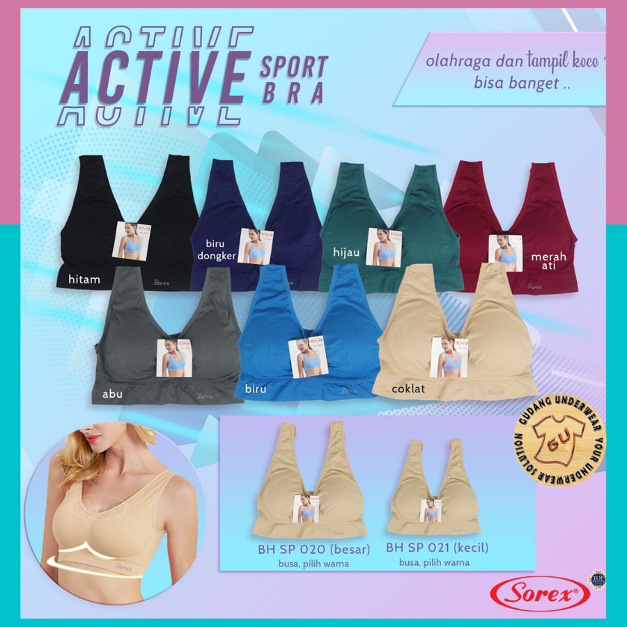 Sorex Bra Sport Polos SP 020 SP021 Olahraga Stretch adem Nyaman