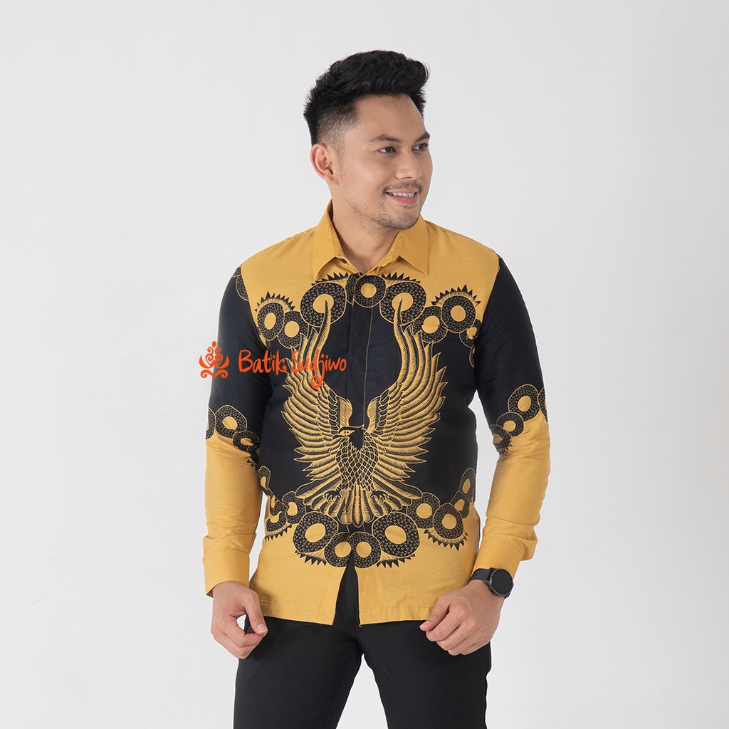 SUDJIWOBATIK 1158 Hem Kemeja Batik Pria Cowok Laki Laki Lengan Panjang Premium Lapis Furing Solo Laweyan Original