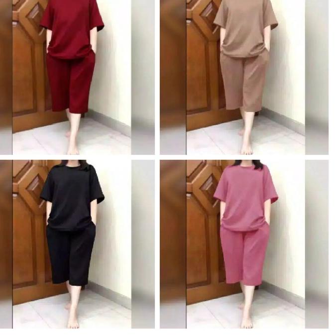 COD✔️ setelan kulot jumbo/set kulot jumbo polos/baju wanita