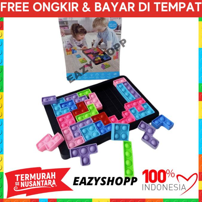 Mainan Puzzle Pop It Balok Tetris Pazzel Pazel Puzle Edukasi Anak Game lge08