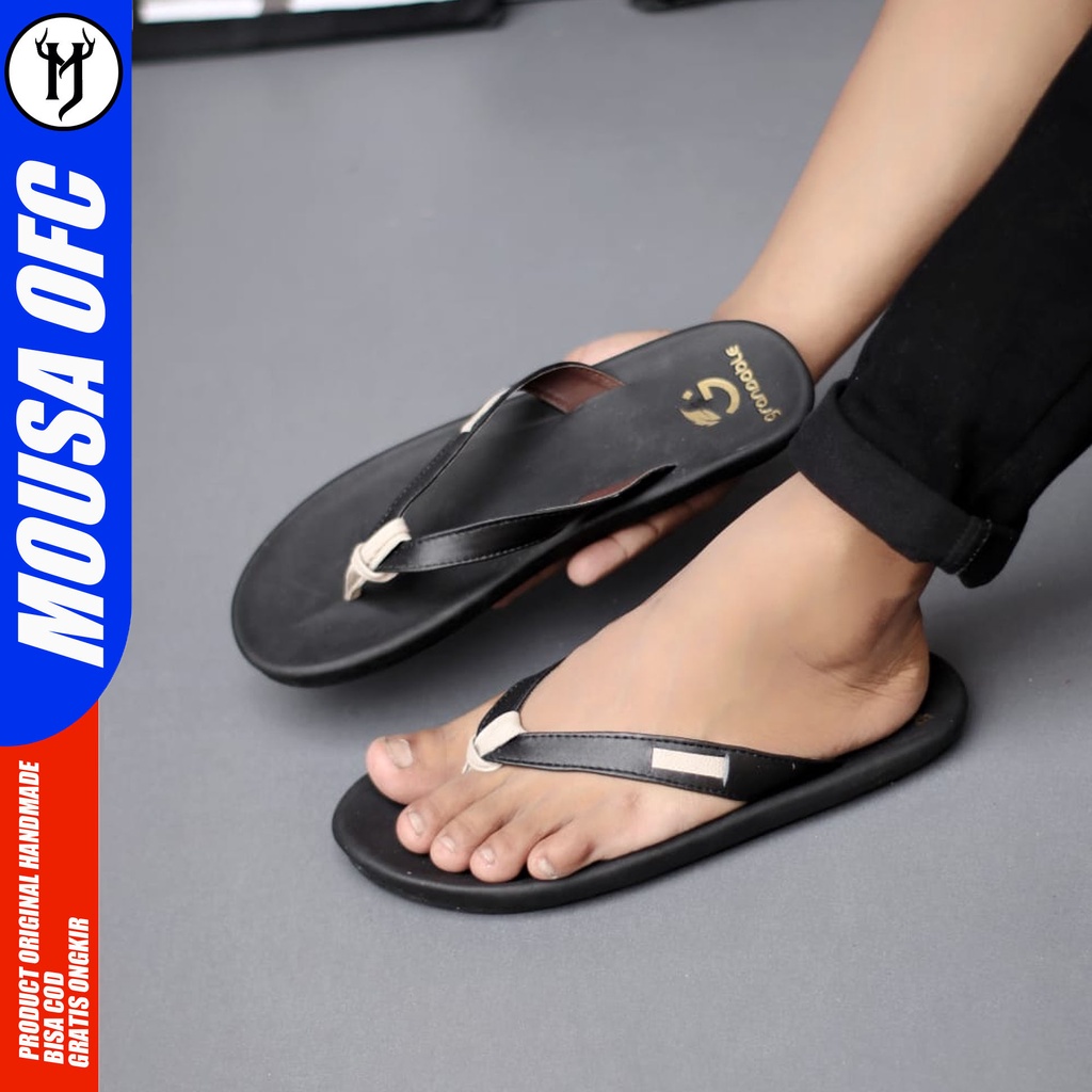 MOUSA ANDREAS - Sandal Jepit Casual Kulit Asli Pria