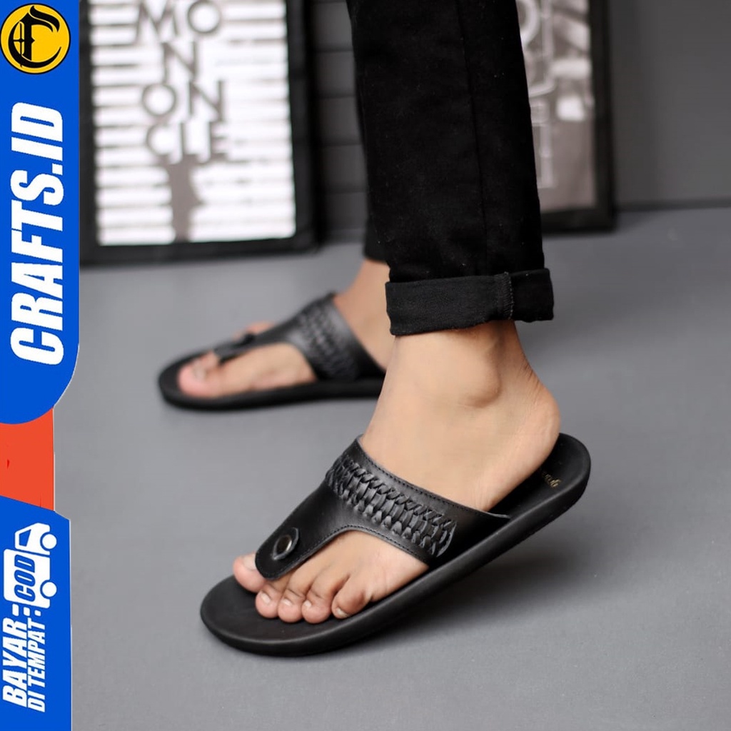 Sandal Kulit Pria Sendal Slop Dewasa Crafts Yfrit