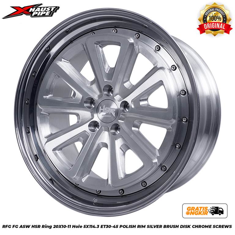 VELG RACING CELONG ORIGINAL RFG FG ASW HSR R20X10/11 H5X114,3 ET30/45 POLISH RIM/SILVER BRUSH DISK (