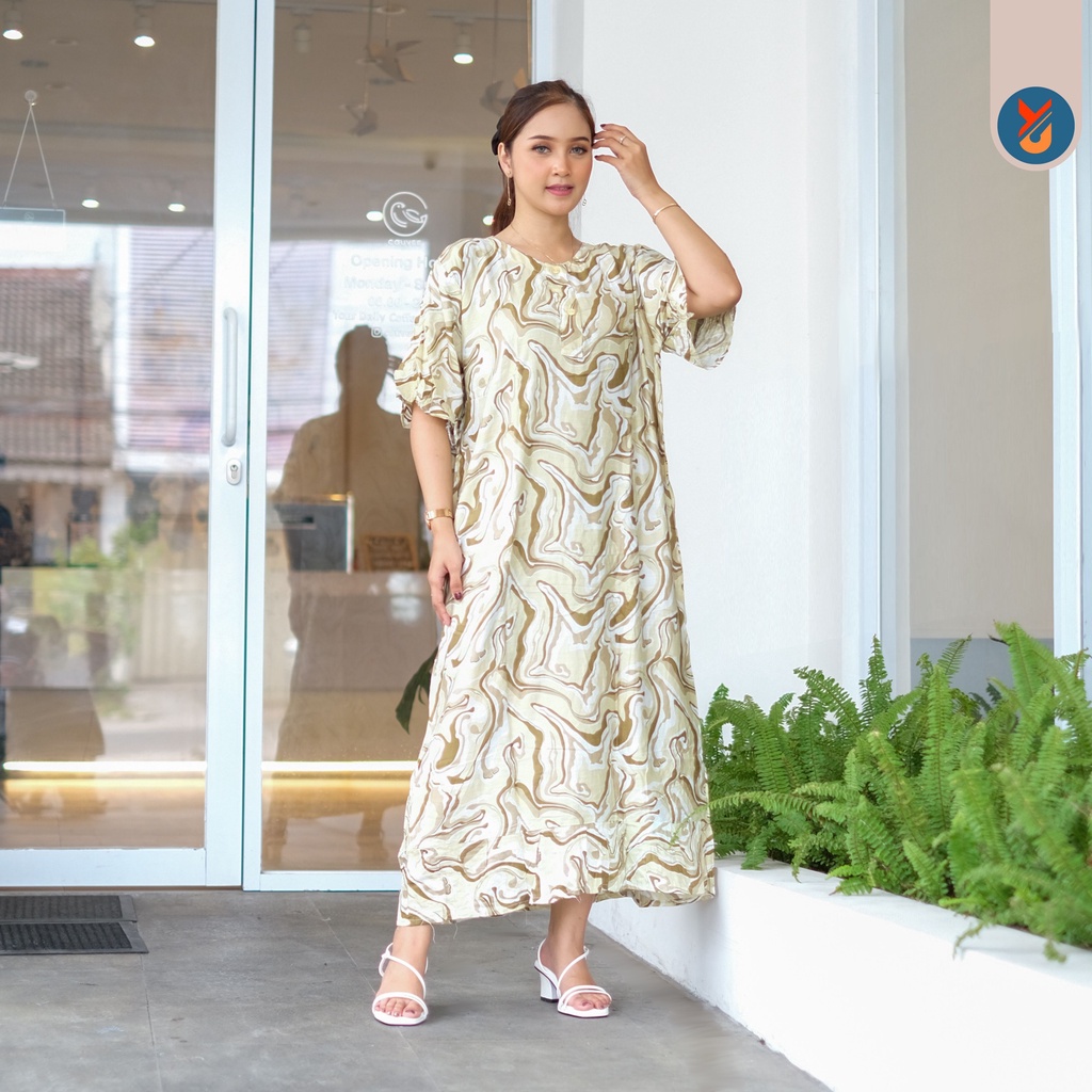 Baju Wanita Longdress Kekinian Daster Rayon Longdress Busui Lengan 3/4 Rayon Busui Friendly