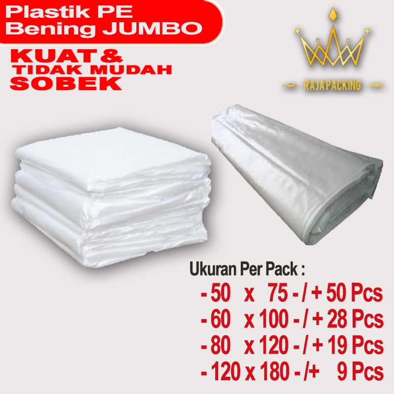 Plastik Pembungkus bahan PE JUMBO  Bening  NON RECYCLE  1 PACK UK : 50, 60, 80, 120