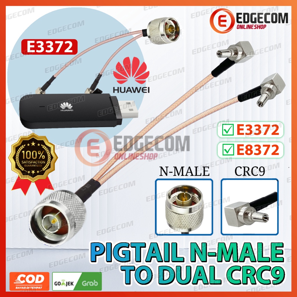 Pigtail N male to Dual CRC9 untuk Modem USB Huawei E3372 E3272 E3276