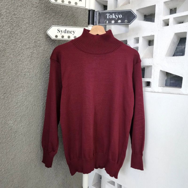 LONG NECK BASIC Sweater Pria Wanita Unisex Murah BASIC MELAR Bahan Rajut 6 Warna Size L XL Sweater Rajut Pria Wanita Lengan Panjang