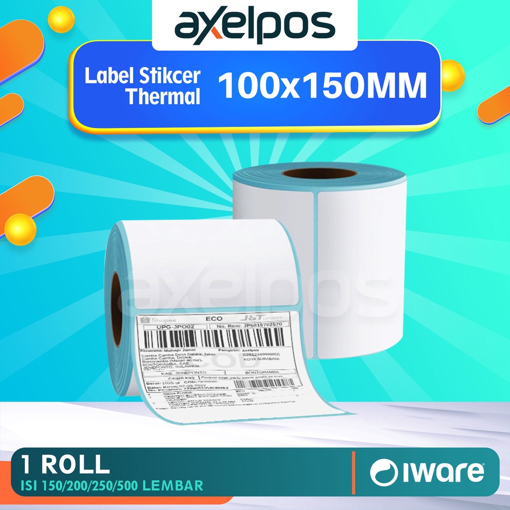 LABEL STIKER BARCODE KERTAS STICKER THERMAL 100x150MM ISI 250