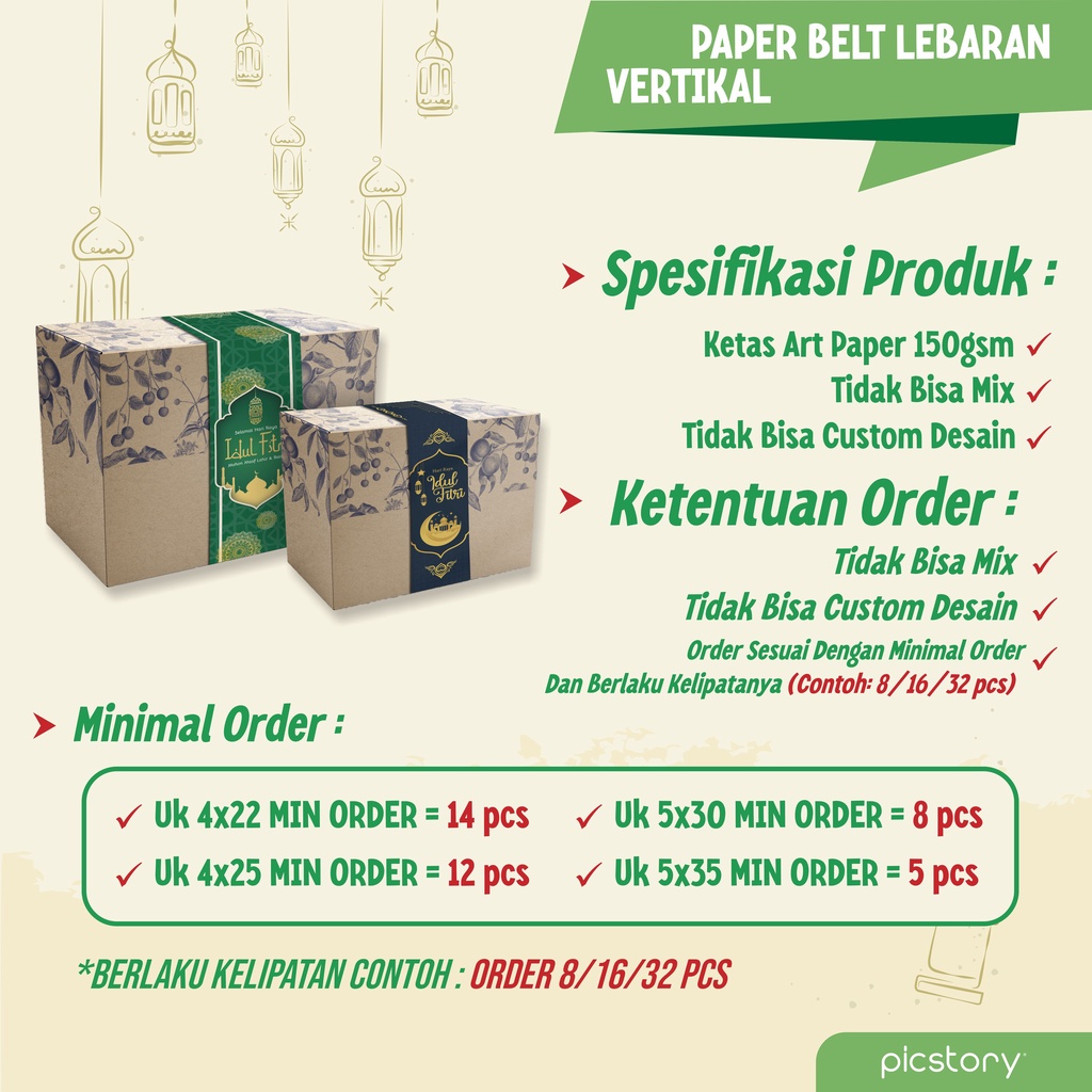 

Paper Belt Lebaran/ Packaging Sleeve/ Label Segel Hampers Idul Fitri