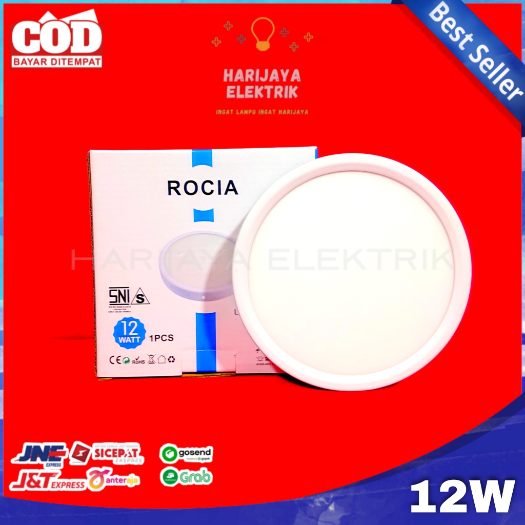 ROCIA LAMPU PANEL LED 12 WATT OB BULAT DOWNLIGHT OUTBOW PLAFON SNI