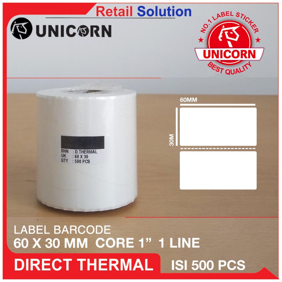 Stiker Label Barcode Thermal 60x30 mm / 60 x 30 mm / 60x30mm / 6x3CM