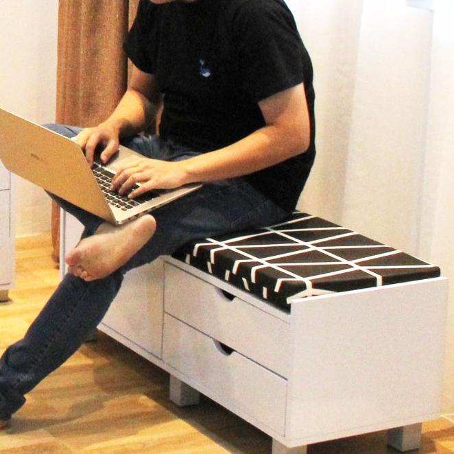 Kursi Tunggu Sofa Tunggu Rak Sepatu Credenza Drawer Rak Laci Gs 01
