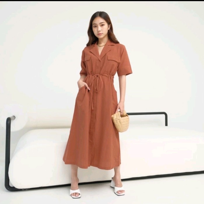 June Maxi Dress Linen Wanita Casual Busui Friendly