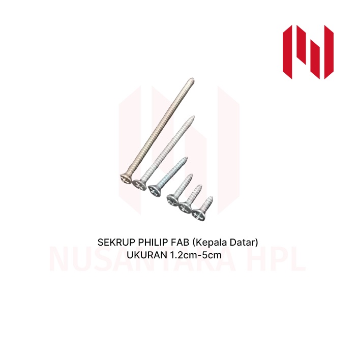 PHILIP Sekrup FAB Ukuran 1.2cm - 5cm #6 Kepala Datar (100 Pcs)