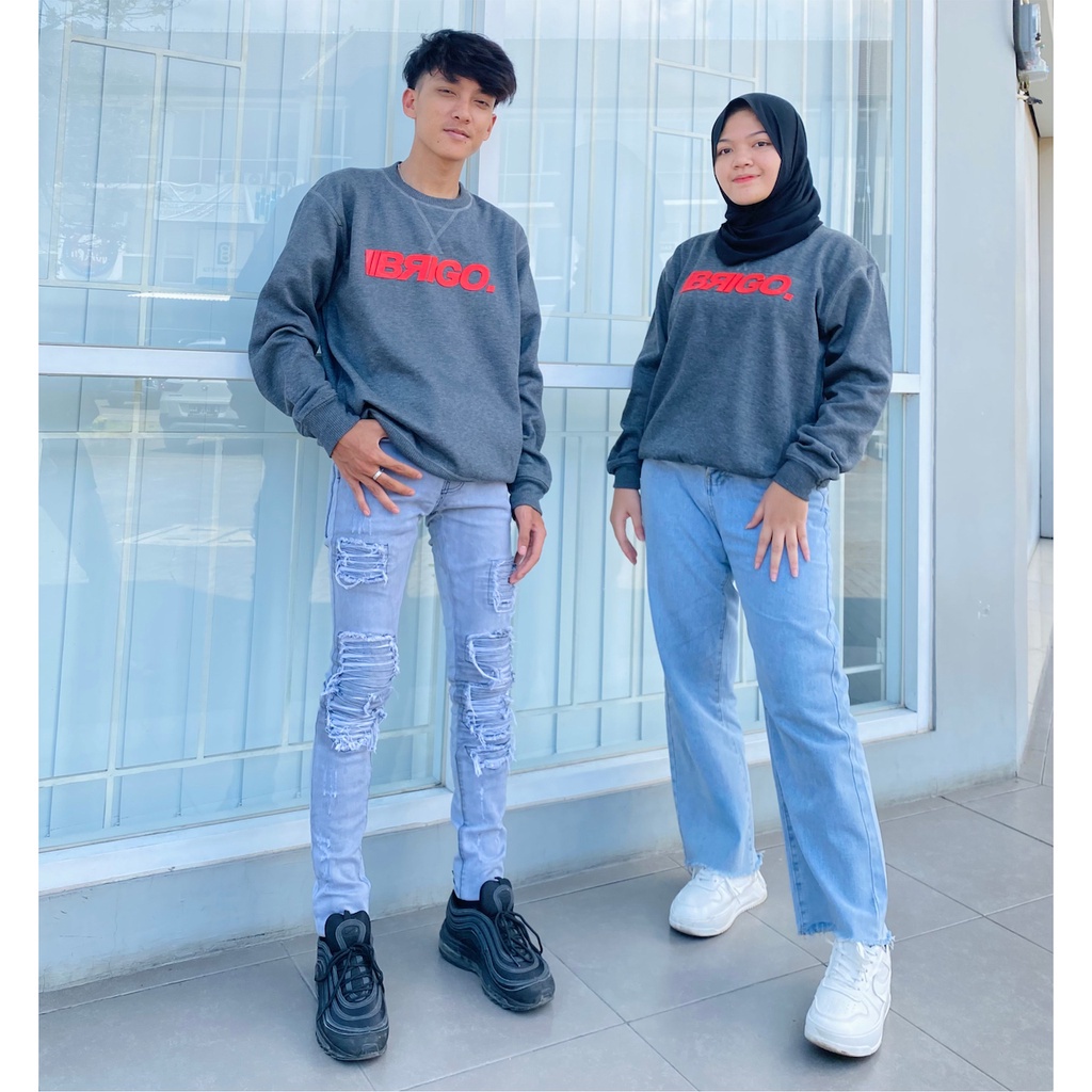 Sweater Crewneck BRIGO Sablon Karet Timbul II BRIGO Sweatshirt  Sablon Karet Timbul II Fleece Cotton 280 M-XXL (Pria &amp; Wanita)