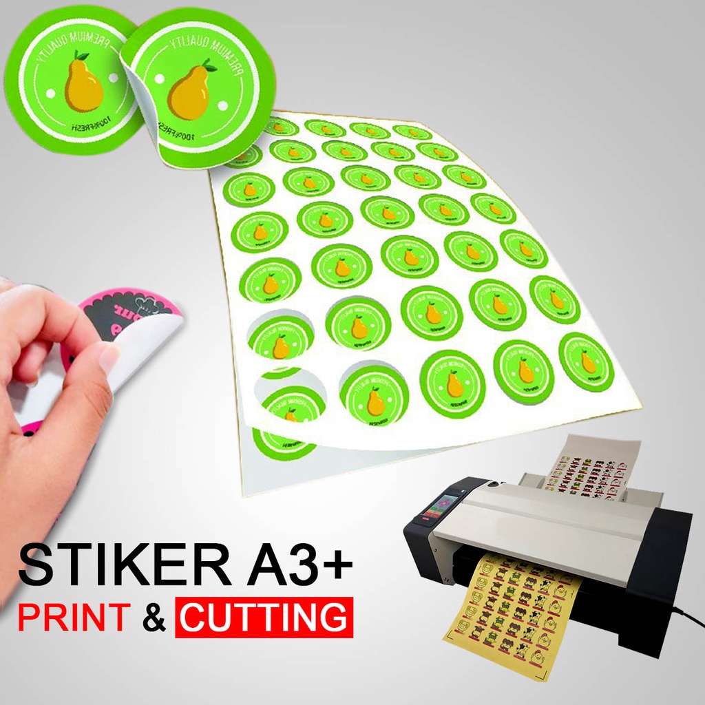 

cetak stiker cutting a3+ label kemasan