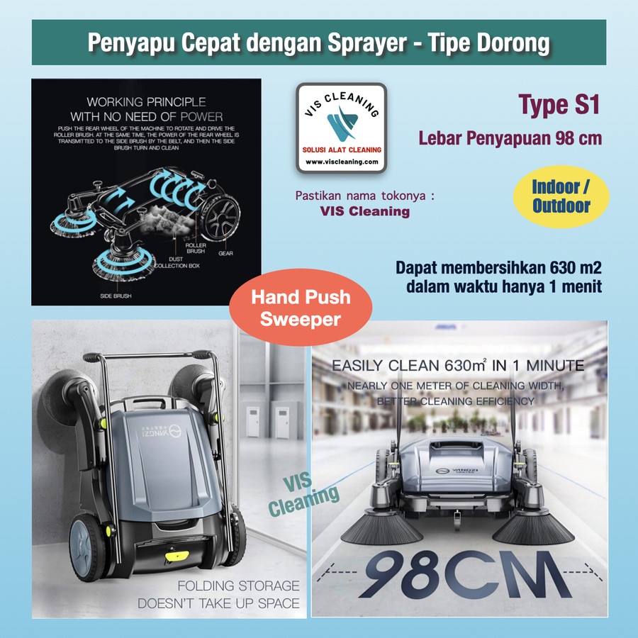 Mesin Penyapu Type Dorong YZ-S1 (Hand push Sweeper) with Sprayer