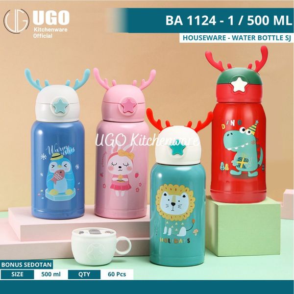 UGO Botol Minum BA1124-1 500ml / botol air minum anak karakter rusa / termos air minum baby / botol 