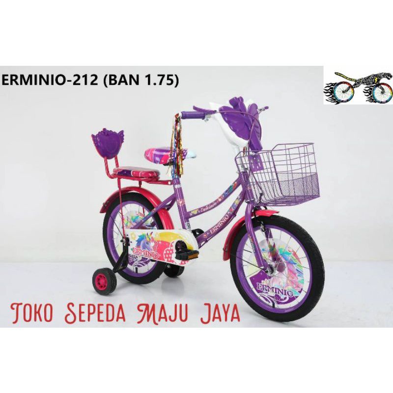 sepeda mini anak perempuan erminio 12 inch 212N unicorn ada music lampu