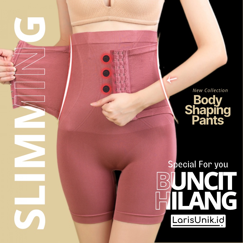 Korset Celana SEPAHA KANCING MAGNET Jumbo Seamless Slimming Pants Body Slimmer Slim Pembakar Lemak Pelangsing Pengecil Perut Buncit Pantat  Wanita Korset Celana Pendek Panjang Import Kancing Kait Magnetik Wanita Ori