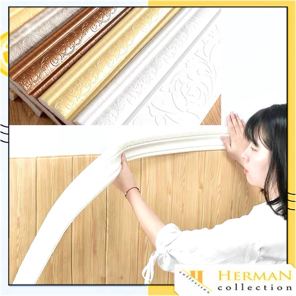 HC Wallpaper List Foam 3D Motif Batik 230CM Tebal 8MM Wall Border Sticker Dinding 2,3 Meter Wallbord