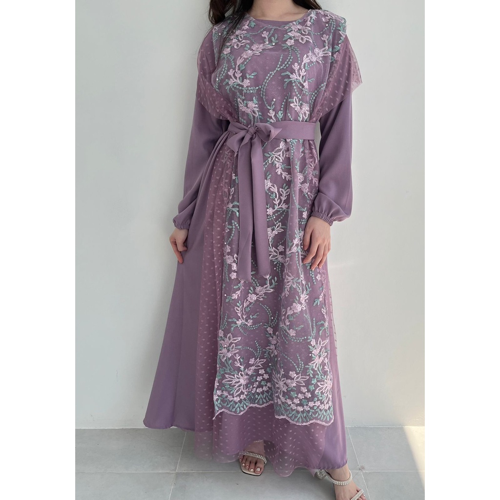 New Product Ken-265 Longdress Muslim Kondangan Mewah Gamis Lebaran Wanita Korean Style Premium Full Tulle High Quality