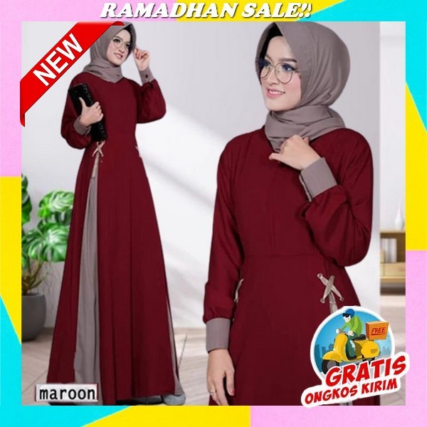 Saima Kaftan Bahan Ceruty Babydoll / Baju Muslim Wanita Terbaru 2023 / Kaftan Dress Remaja / Outfit 