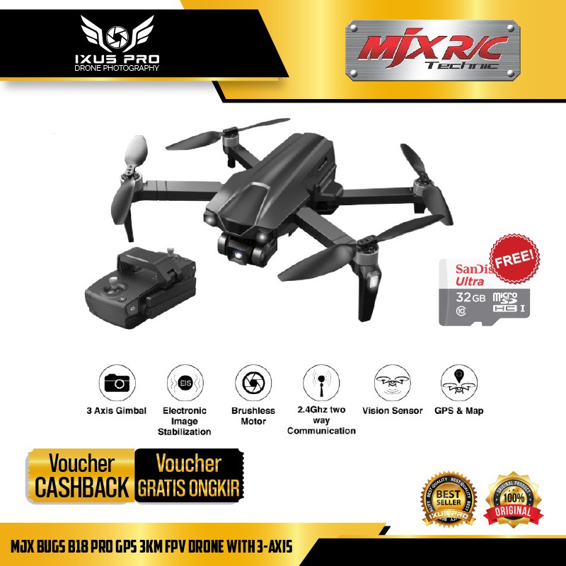 MJX Bugs B18 Pro GPS 3KM FPV Drone with 3-Axis Gimbal 4K EIS CAMERA