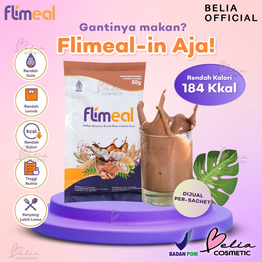 ❤ BELIA ❤ FLIMEAL Meal Replacement | minuman Pengganti Makanan Cokelat | Cokelat Susu 50g | BPOM